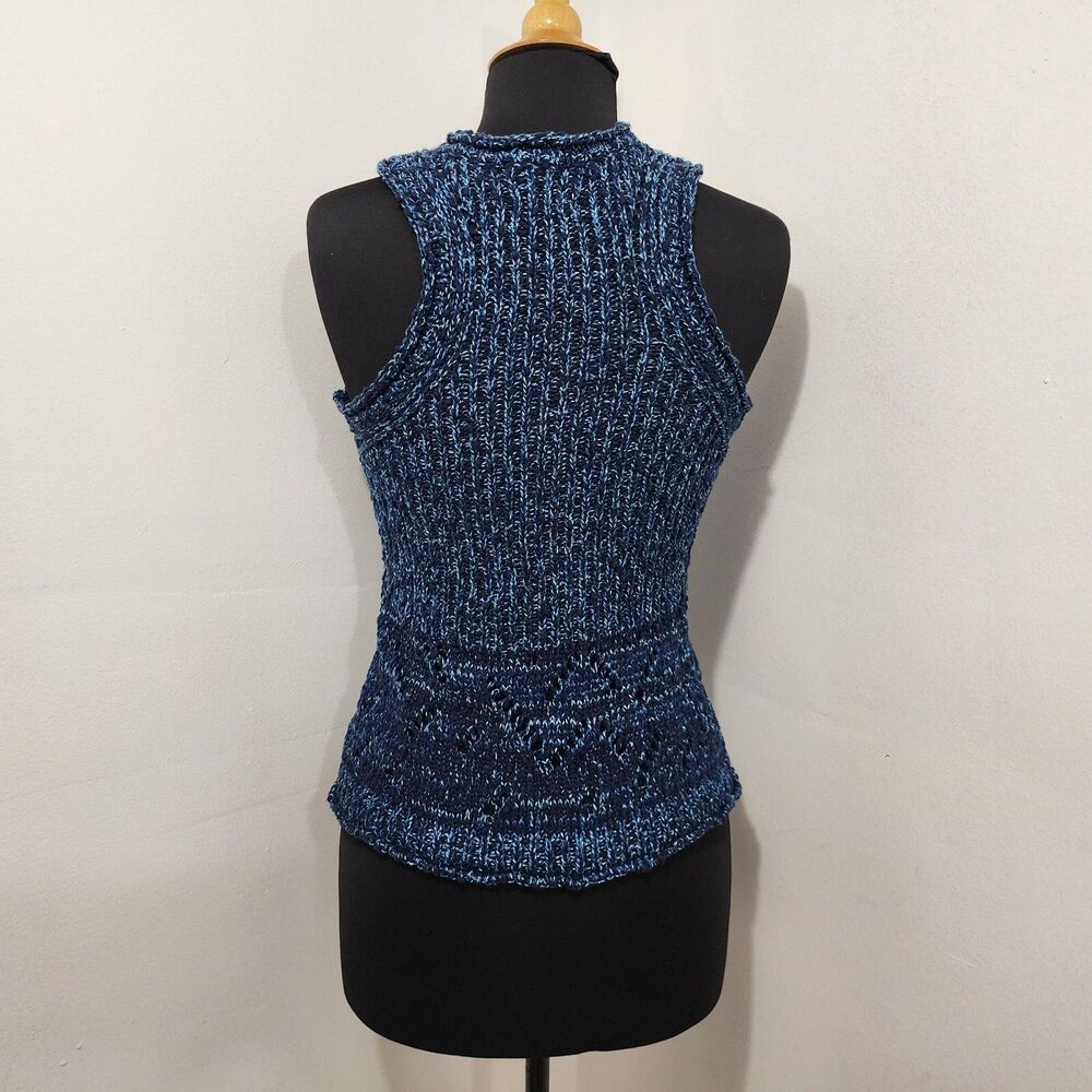 Anthropologie Pilcro Stitched Sleeveless Knit Sweater Tank Navy Blue NWT Size M - Picture 3 of 16